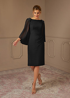 Azazie Carmela Mother of the Bride Dresses Black Sheath Lace Chiffon Dress image1