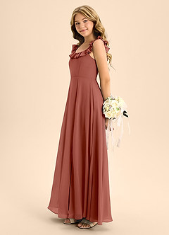 Azazie Callie Junior Auburn A-Line Ruched Chiffon Dress image7