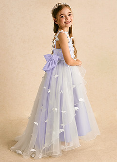 Azazie Darlina vestidos de niña de las flores Vestido de Marfil Lila de Tul de Princesa con Encaje image1