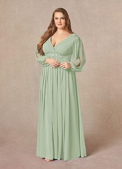 Azazie Gypsy Mother of the Bride Dresses Dusty Sage A-Line V-Neck Sequins Chiffon Dress image10
