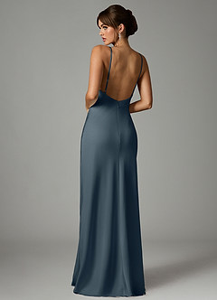 Azazie Stefania Robes de demoiselle d'honneur Robe Trapèze en Satin extensible Violet Crépusculaire image2