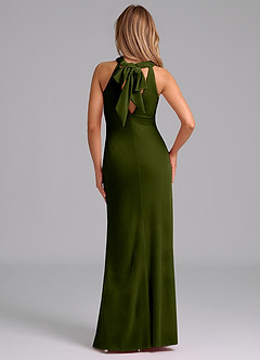 Azazie Doretta Bridesmaid Dresses Olive Mermaid Pleated Velvet Dress image6