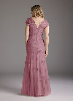 Azazie Marbella Mother of the Bride Dresses Vintage Mauve Mermaid Queen Anne Sequins Lace Dress image7