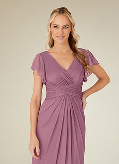 Azazie Vera Mother of the Bride Dresses Vintage Mauve A-Line V-Neck Pleated Mesh Dress image5