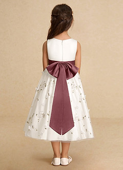 Azazie Pollie Flower Girl Dresses Ivory Desert Rose A-Line Bow Tulle Dress image6