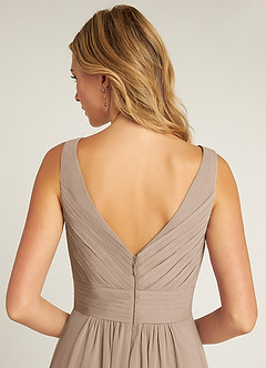 Azazie Pierrette Brautjungfernkleider A-Linie Plissee Chiffon Kleid Taupe image6