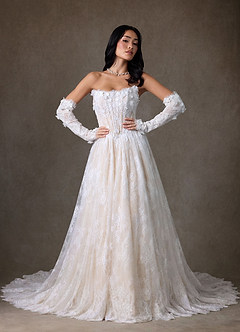 Azazie Vanessa Robes de mariée Robe Princesse en Dentelle Sans bretelles Diamant Blanc Champagne image9