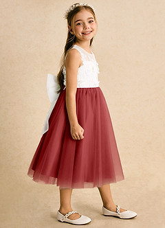 Azazie Lina Flower Girl Dresses Ivory Rust Ball-Gown Lace Dress image6