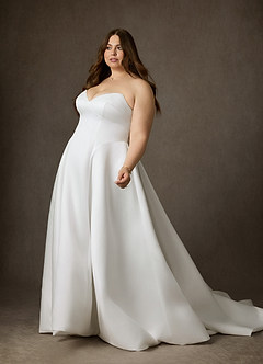 Azazie Junessa Suknie ślubne Linia A Bez ramiączek Satyna Pociąg Kapliczny Sukienka image11