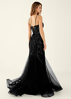 Minerva Black Beading V-neck Corset Mermaid Prom Dress image2