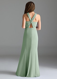 Azazie Rue Junior Meerjungfrau-Linie Seitliche Cut-Outs Chiffon Kleid Agave image2