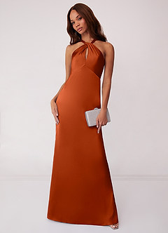 Barbie ♥ Azazie Bridesmaid Dresses Paprika Sheath Stretch Satin Dress image1