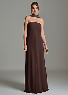 Azazie Ilana Bridesmaid Dresses Ganache A-Line Strapless Chiffon Dress image4