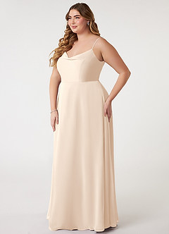 Azazie Daenerys Bridesmaid Dresses White Alabaster A-Line Cowl Chiffon Dress image13