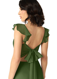 Azazie Everett Bridesmaid Dresses Olive A-Line V-neck Ruched Chiffon Dress image5