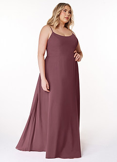 Azazie Moira Bridesmaid Dresses Sangria A-Line Scoop Chiffon Dress image11