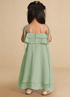Azazie Temi Flower Girl Dresses Dusty Sage A-Line Spaghetti Strap Chiffon Dress image9