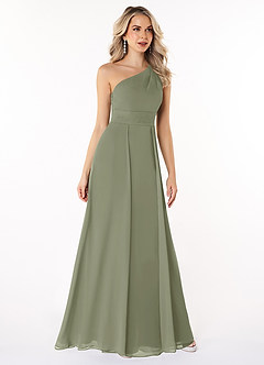 Azazie Dallas Bridesmaid Dresses Pistachio A-Line One Shoulder Chiffon Dress image3