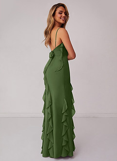 Barbie ♥ Azazie Bridesmaid Dresses Olive Sheath Bow Chiffon Dress image2