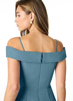 Azazie Lecia Bridesmaid Dresses Bermuda Empire Off-The-Shoulder Pleated Chiffon Convertible Dress image5