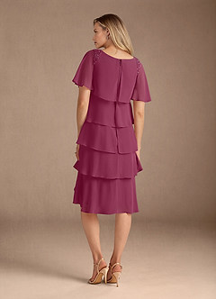 Azazie Rita Mother of the Bride Dresses Mulberry A-Line Scoop Beaded Chiffon Dress image4