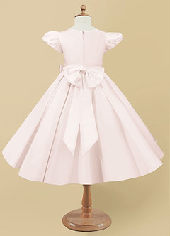 Azazie Jewel Flower Girl Dresses Rose Petal Ball-Gown Pleated Matte Satin Dress image5