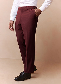 Savile Burgundy Wool Blend Dress Pants
