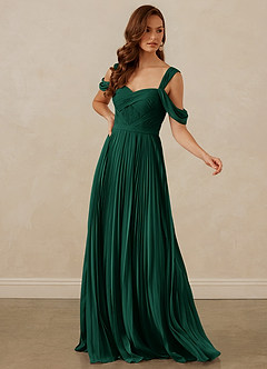 Christian Siriano Bridal for Azazie 1013 Bridesmaid Dresses Emerald A-Line Off the Shoulder Chiffon Dress image7