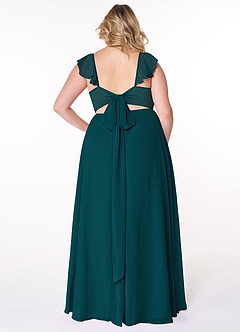 Azazie Everett Bridesmaid Dresses Pine A-Line V-neck Ruched Chiffon Dress image7