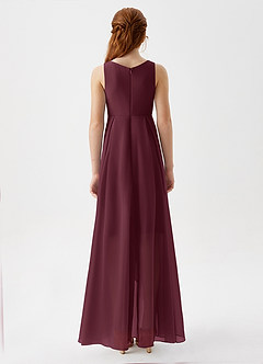 Azazie Lizette Junior Cabernet A-Line Pleated Chiffon Dress image6