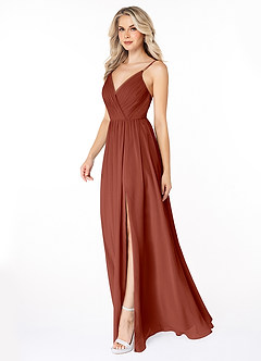 Azazie Gracie Bridesmaid Dresses Auburn A-Line Pleated Chiffon Dress image8