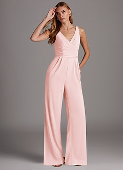Azazie Ida laatste Uitverkoop Jumpsuit van Rek chiffon Geplooid Blozend Roze image4