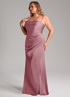 Azazie Leonis Bridesmaid Dresses Vintage Mauve Mermaid Pleated Stretch Satin Convertible Dress image14