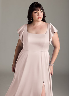 Azazie Bondi Bridesmaid Dresses Blushing Pink A-Line Bow Stretch Satin Dress image11