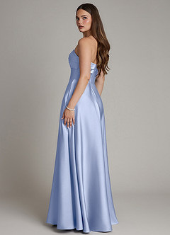 Azazie Meleena Bridesmaid Dresses Ice A-Line Strapless Stretch Satin Dress image3