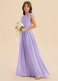 Azazie Anysa Junior Robe Trapèze en Mousseline de soie Rayé Lilas image6