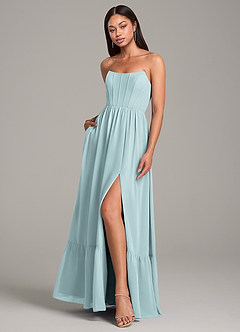 Azazie Kailee Brautjungfernkleider A-Linie mit Taschen Chiffon Kleid Nebel image4