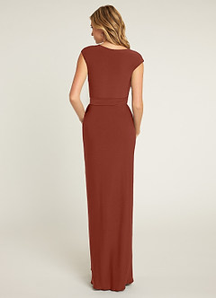 Azazie Wynry Final Sale Cabernet Fitted Pleated Luxe Knit Dress image2