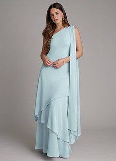 Azazie Monique Brautjungfernkleider A-Linie One-Shoulder Chiffon Kleid Nebel image1