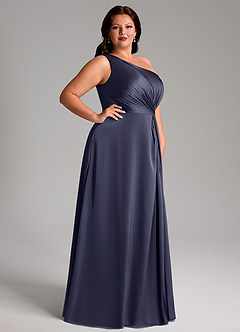 Azazie Brooke Bridesmaid Dresses Stormy A-Line One Shoulder Stretch Satin Dress image11