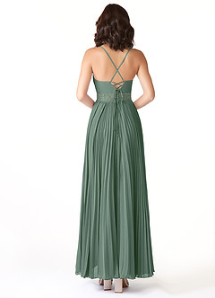 Azazie Devyn Bridesmaid Dresses Eucalyptus A-Line Corset Chiffon Dress image2