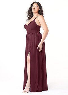 Azazie Aaida Bridesmaid Dresses Cabernet A-Line Corset Chiffon Dress image9