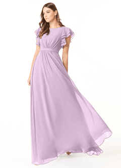 Azazie Daphne vestidos de dama de honor modestos Vestido de Corte En A Volantes Hasta el suelo Gasa image3