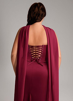 Azazie Sorrel Bridesmaid Dresses Burgundy Mermaid Strapless Stretch Satin Convertible Dress image14