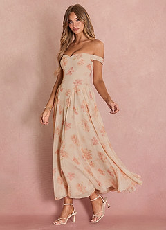 Candace Peach Off The Shoulder Maxi Dress image5