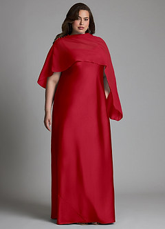 Azazie Jaleesa Bridesmaid Dresses Scarlet Sheath High Neck Stretch Satin Dress image10