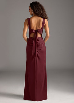 Azazie Jesaphine Bridesmaid Dresses Cabernet Sheath Bow Stretch Satin Dress image5