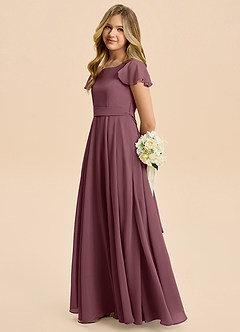 Azazie Cady Junior Sangria A-Line Pleated Chiffon Dress image7