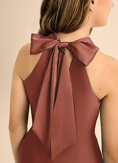 Azazie Doretta Junior Auburn A-Line Pleated Stretch Satin Dress image8