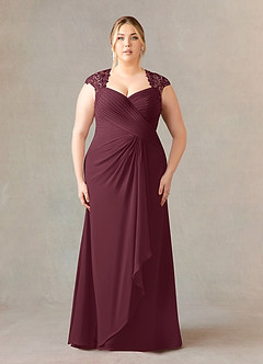 Azazie Birdie Mother of the Bride Dresses Cabernet A-Line Queen Anne Sequins Chiffon Dress image7